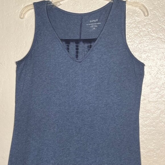 Pure Jill Blue PJ Tie-Dye Sleeveless Midi Leisure Dress XS 100% Cotton Casual - Picture 3 of 11